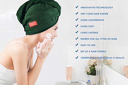 Youlertex Ultra Plush Microfiber Hair Towel Wrap For Women, 4 Pack 10 Inch X 26Inch Purple, Ultra Absorbent Twist Hair Turban Drying Cap Hair Wrap, For Drying Curly, Long & Thick Hair #TOP4