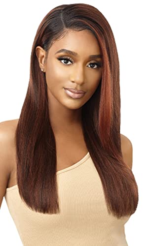 Outre 100% Human Hair Blend 13X6 Hand-Tied 360 Lace Frontal Wig - Marisa (Color:1B Off Black) #TOP1