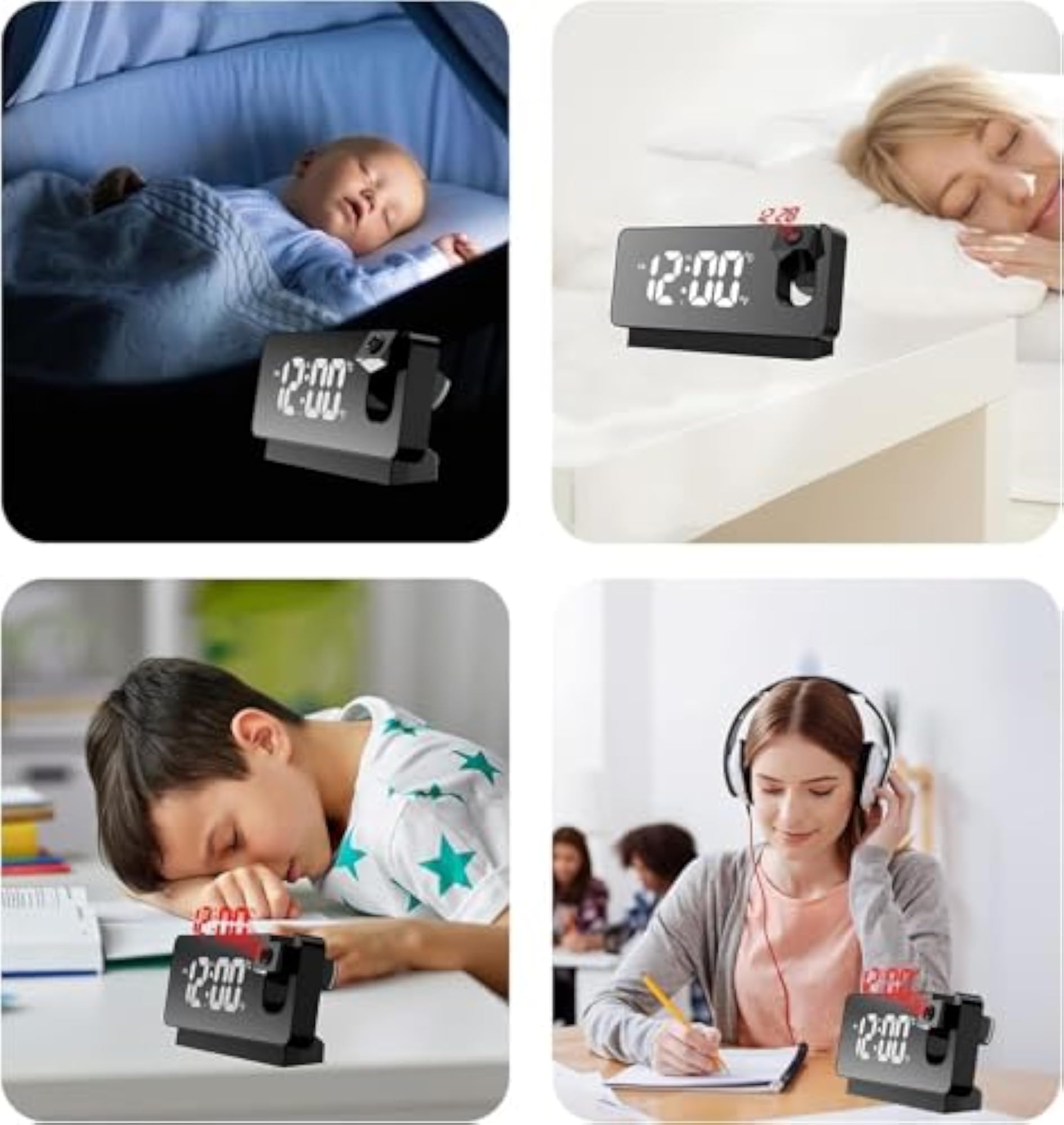 Projector LED Display Digital Projection Mute Mirror Clock