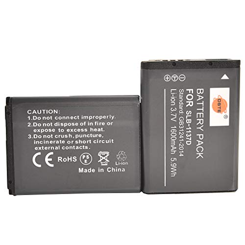 DSTE 2-Pack Rechange Batterie pour Samsung SLB-1137D i80 i85 i100 L74 Wide NV11 NV24HD NV30 NV40...