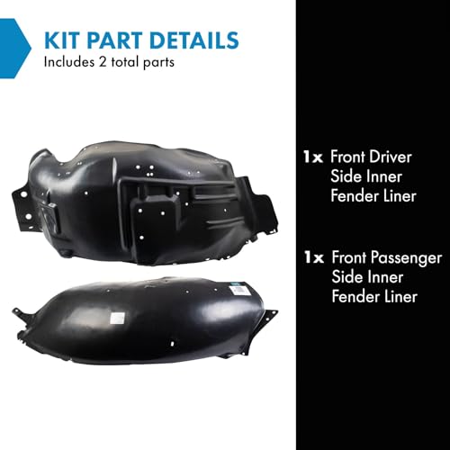 Image of TRQ Front Inner Fender Liner Set Compatible with 1997 Ford F-150 FO1246104 FO1249102
