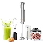 DJZ Hand Stick Blender 1200W-Immersion Blender 21-Speed for Home Cooking, Soups, Baby Food 5 In 1 with Chopper, Whisk, Milk Frother, Beaker Powerful Handheld Blender for Smoothies, Sauces, Purees