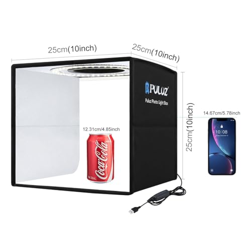PULUZ 10x10 inch Photo Light Box,Folding Portable Mini lightbox 104PCS LED Light CRI≥95 12 Colors Photography Backdrops for Jewelry Watches Small Item Photo Studio Shooting Tent Box - Thumbnail 2