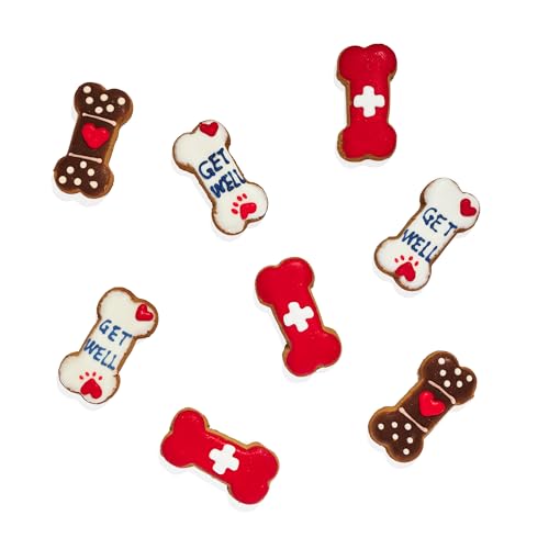 Image of Thoughtfully Pets, Get Well Dog Cookies Gift Set, Crunchy Dog Treats Includes Colorfully Hand Decorated Get Well Themed Biscuits to Brighten Their Day, Set of 8