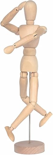 Miniatura 4 de Paquete de 2 maniquíes de madera de 12 pulgadas de alto con soporte, ideal para dibujo o decoración de escritorio (hombres y mujerespapá y mamá)
