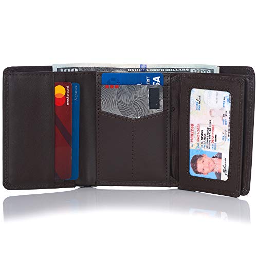 Alpine Swiss RFID Mens Theo Trifold Wallet Deluxe Capacity With Divided Bill Section