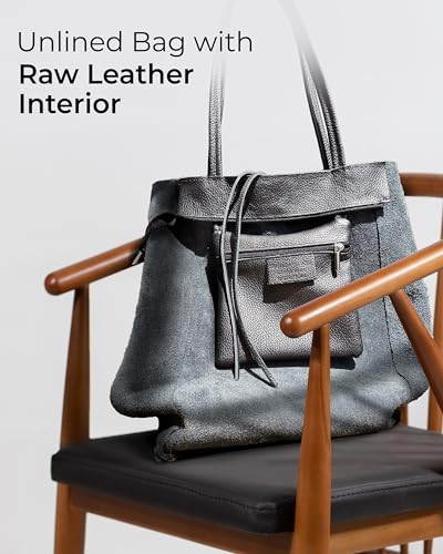 Bolso Tote de Cuero Italiano Negro para Mujer miniatura 6