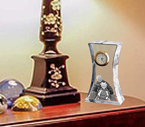 Personalized Laser Engraved Crystal Mantel Clock, Custom Anniversary Table Clock As A Unique Desk Clock, Desk Accessory Or Anniversary Shelf Clock #TOP4