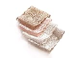 Set of 4- Short Lace Wrist Cuff Stretch Bracelets (Glitter Lace Cuffs- Pink/Gold/White/Silver)