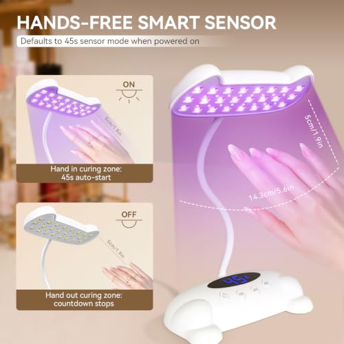 Image of AORAEM UV Nail Lamp, Flash Cure Nail Lamp for Gel Polish with 5 Timer Modes