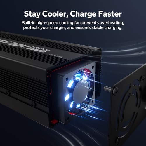 LiTime LiFePO4 Battery Charger 12V 20A, 14.6V Lithium Battery Charger AC-DC Smart Charger with Anderson Connector LED Indicator for Deep Cycle Batteries of RV, Homes, Off-Grid and Solar Systems - 5