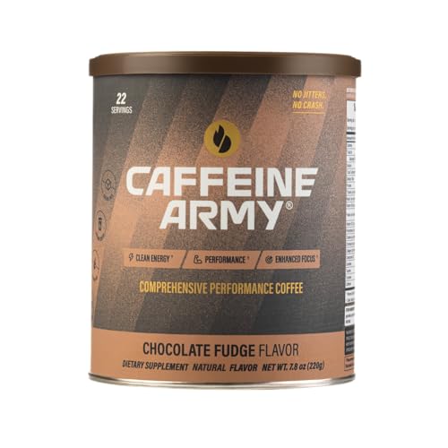 CAFFEINE ARMY Chocolate Fudge | Functional Coffee with Collagen Peptides, MCTs, CoQ10 and Adaptogens: Clean Energy, Supports Daily Attention, No Jitters or Crash (7.8 oz 22 Servings)