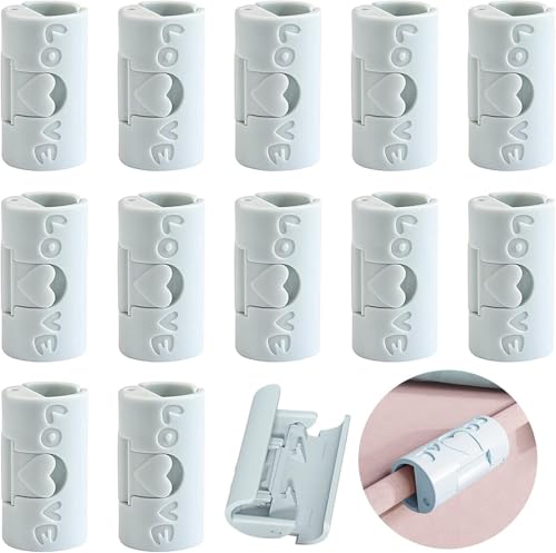 WinldMonmo 12 Pcs Light Blue Bed Sheet Grippers, Adjustable Needle-Free Sheet Fasteners That Hold Slip and Fall Out Bedding Accessories