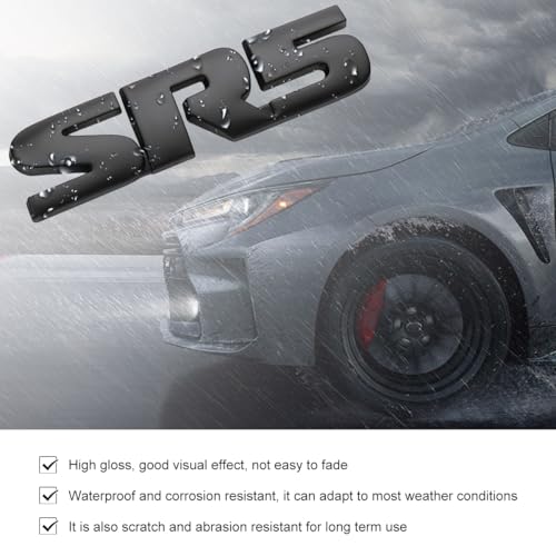 Image of 2 PCS SR5 Metal Emblem, 3D SR5 Nameplate Logo Badge Sticker Car Bumper Decal, Self-Adhesive Metal Emblem Sticker Exterior Decor for Vehicle Trunk Tailgate Side Fender (Black)