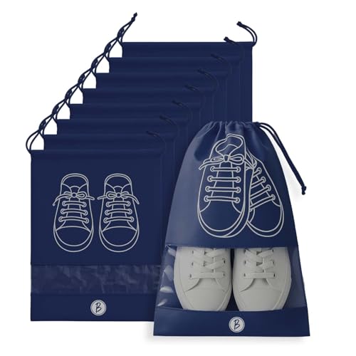 Image of Btag Shoe Bag for Travel & Storage | Water-Resistant Shoe Organizer for Men & Women | Portable, Foldable Shoe Cover for Luggage & Closet | Travel Accessories for Footwear Protection (Navy,Pack of 9)