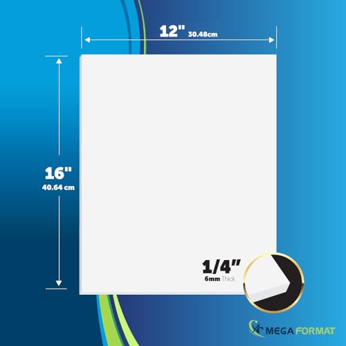 Image of Mega Format 12 inch x 16 inch Rigid PVC Plastic Sheets - Sintra Sheet, Celtec Board - Hard Plastic Sheet, PVC Sheets Plastic - 1 /4 inch 6mm Thick - 1-Pk-White