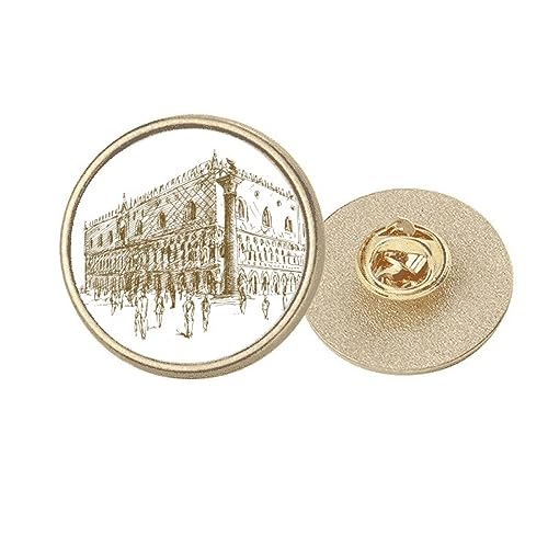 Broche ronde en métal doré pour architecture M style chic