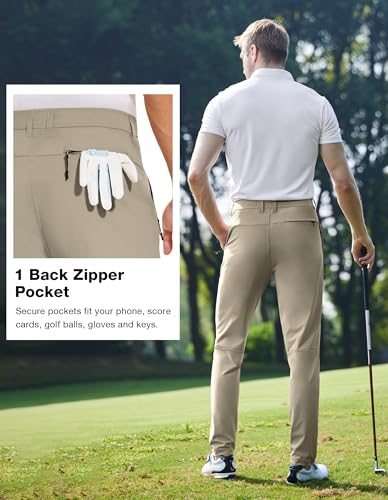 Image of SPECIALMAGIC Golf Pants Men Stretch Slim fit Hiking Pants Lightweight Dress Casual Tapered Zipper Pockets