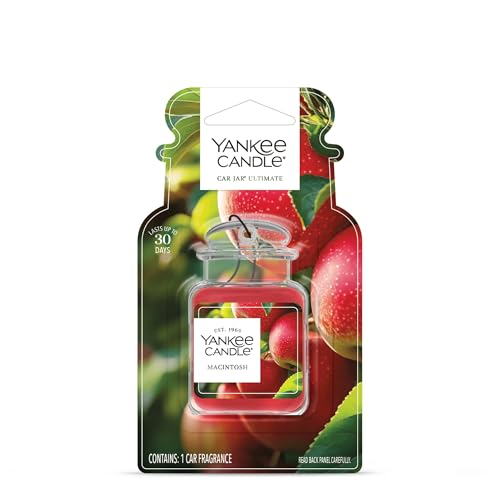 Image of Yankee Candle Car Jar Ultimate Hanging Air Freshener, Macintosh Scent, Neutralizes Odors, Up to 30 Days