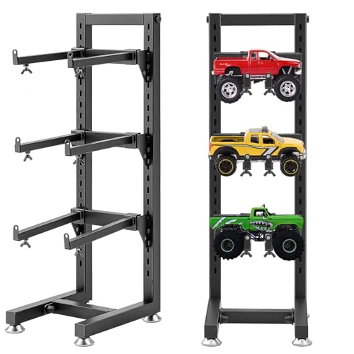Image of AceOrbit Rc Car Stand 5 Layer Adjustable Wall Mount Car Display Rack with Screws Crawler 8 inch x 9 inch x 24 inch Storage System for 1 /10 1 /12 1 /18 1 /24 1 /32 Multiple Scale Cars /Trucks Stand Shelf(Black)