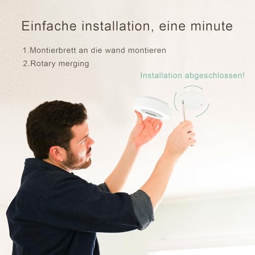 Kohlenmonoxidmelder mit 10-Jahres-Lithiumbatterie, Sprachalarm & LED-Display – CO-Warnmelder EN50291 Zertifiziert, für Haus, Wohnung, Wohnmobil（1 Stück）