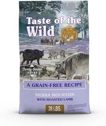 Taste of the Wild Sierra Mountain Grain-Free Canine Recipe with Roasted Lamb Dry Dog Food for All Life Stages, Made with High Protein from Real Lamb and Guaranteed Nutrients and Probiotics 28lb