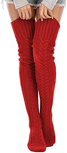 SherryDC Women's Cable Knit Thigh High Socks Winter Boot Stockings Extra Long Over Knee High Leg Warmers