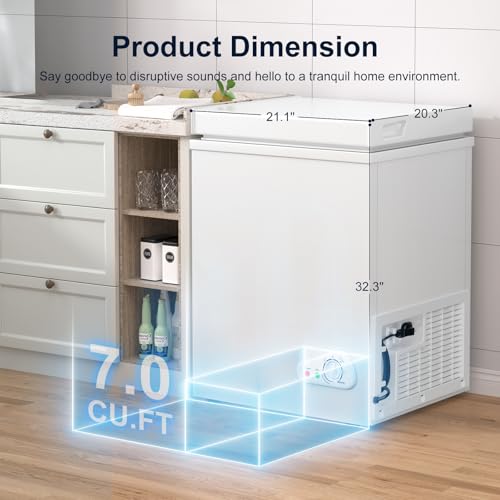 Image of 7.0 Cu Ft Chest Freezer - Compact Deep Freezer with 7-Level Thermostat, Removable Basket & Top Opening, for Home Kitchen(White,7.0)