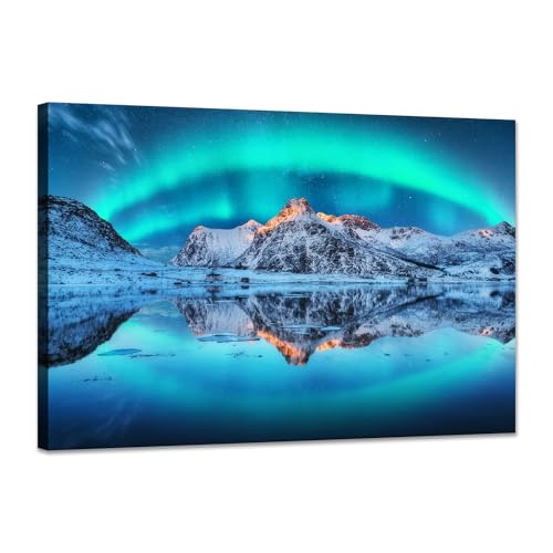 SKASNFAI Aurora Landscape Nature Framed Wall Art Canvas Picture Decor