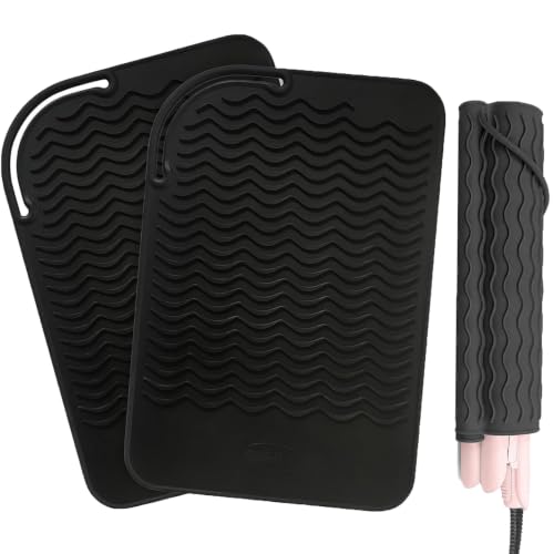 2 PCS Heat Mat for Hair Straighteners Heat Resistant Non Slip Pad for Curling Irons and Hot Hair Styling Tools Multifunctional Non-Slip Mat Pad for Hot Hair Styling Tools