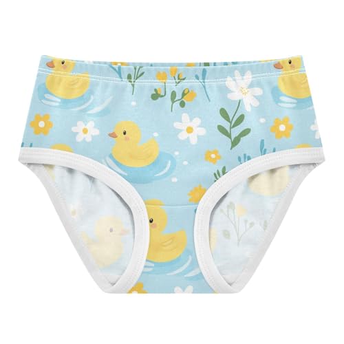 Wusikd Yellow Ducks Flowers Girls' Underwear Cotton Cute Girls Briefs Soft Toddler Underwear 2T