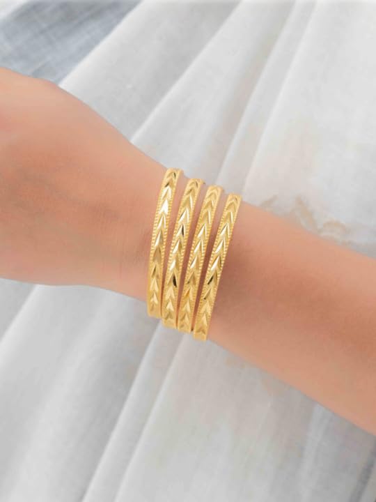 Image of Zeraki Jewels Gold Plated Designer Pranjal Bangle. (Set of 4)