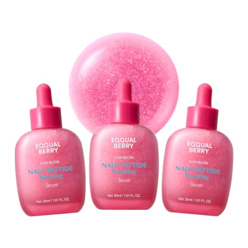 Image of EQQUALBERRY NAD+ Peptide Boosting Serum Triple Pack | 14 Peptide Serum for Face, Neck & Body | Vegan Collagen & Pink Serum for Anti-Aging, Firming & Lifting | Korean Skincare, 1.01 oz (Pack of 3)