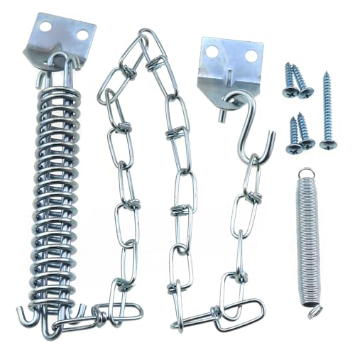 LUORNG 1 Set of Spring Loaded Screen Door Chain Set Silver Windproof Door Chain Heavy Duty Storm Door Hardware Suitable for Wooden Door Aluminium Door Composite Door