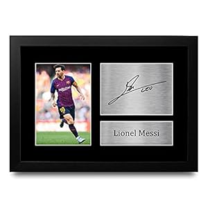 HWC Trading FR Lionel Messi Gifts Autograph Signed Printed A4 Barcelona Giftlezing Ingelijste Foto Photo Print