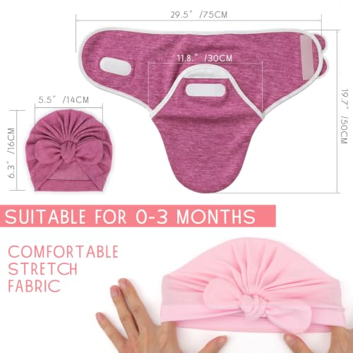 Image of DRESHOW BQUBO 3 Pack Newborn Baby Swaddle Blanket with Hats Infant Adjustable Velcro Swaddling Wraps with Bear Ears Cap for 6-12 Lbs Newborns & 0-3 Months Girls Boys