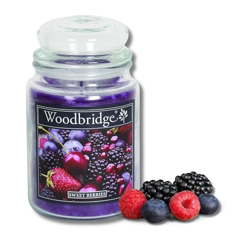 Woodbridge Große Duftkerze im Glas mit Deckel | Sweet Berries | Duftkerze...
