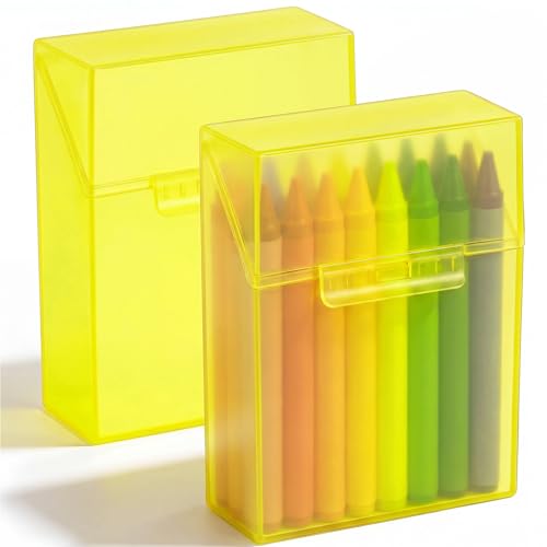 Image of Clabby 2 Pcs Clear Plastic Crayon Boxes Hold 24 Count, Yellow