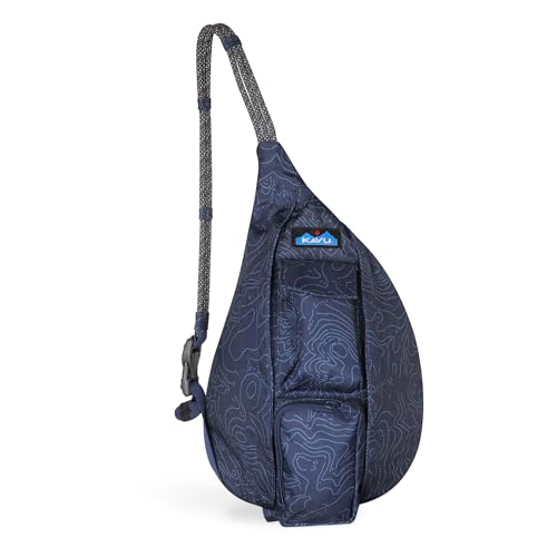 Image of KAVU Mini Rope Sling Pack with Adjustable Rope Shoulder Strap, Navy Topo