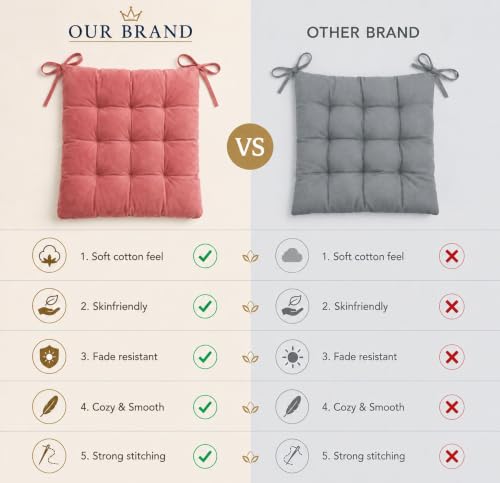 Image of BSB HOME Chair Pad Cushion with Tie Straps, Thick Tufted Seat Cushion for Dining, Office & Wooden Chairs, Soft Comfortable Chair Seat Pad with Durable Stitching,16 x 16 Inches(41 x 41 cm) - Dusty Pink