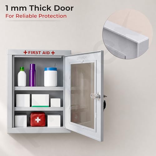Image of Plantex Metal First Aid Box /Emergency Medical Kit Box for Medicine Storage /Multi Compartment for Medicine Organizer First Aid Kit Box with Key Lock - Pack of 5 (White)