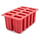 El molde para 10 helados se completas con las correspondientes paletas de madera y con una tapa para evitar que el líquido se derrame.