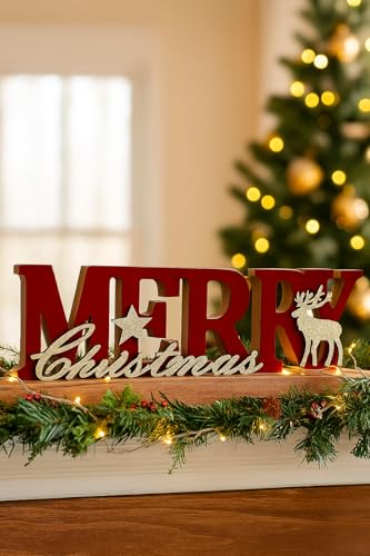 Weihnachtsdeko Kaminkonsole 16 khevga Weihnachtsdeko Schriftzug Xmas Weihnachtsmann Tisch-Deko...