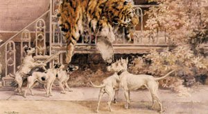 Peinture à l'huile Hunting Tigers The Terriers Osthaus pour Remplacer un Grand Mur Blanc Vide