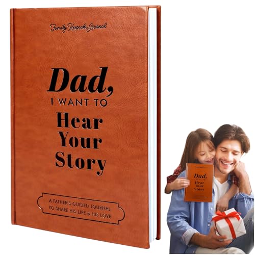 Audasi Dad I Want To Hear Your Story A Fathers Guided Journal To Share His Life & His Love Dad Journal Leather Wrapped Hardback with Ribbon Bookmark Meaningful Memory Journals for Fathers Day Gift