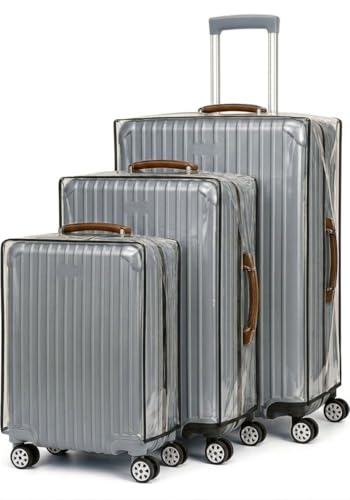 Image of Transparent Luggage Cover for Traveling Bag & Suitcase - Dust, Water, Stain & Scratch Proof Trolley Protector with Velcro Lock & Lightweight Washable Material (Suitcase Not Included, Only Cover)