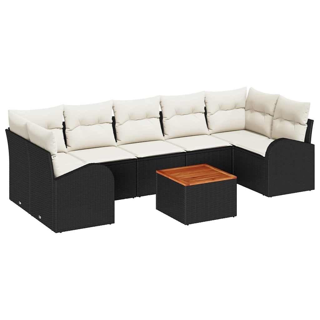 Modułowy polirattan Ogrodowy na taras Czarny 289 x 124 x 69 cm
