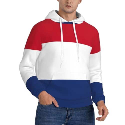 Sweat à capuche homme EdWal pull polyester avec poche kangourou imprimé drapeau pays-bas
