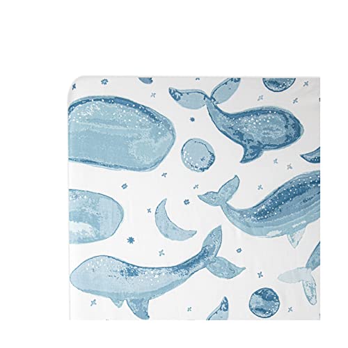 Image of Crane Baby Ocean Crib Sheet, 100% Cotton Fitted Sheet, 28 inch x 52 inch, Crib Sheets for Boys, Toddler Bed Sheets, Ocean Nursery Decor
