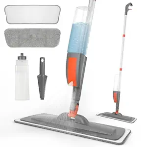 TMA Spray Mop T31, Wet Mop for Floor Cleaning, Microfiber Mop with 2 Washable Microfiber Pads, Floor Mop for Home or Commercial Use for Hardwood, Laminate, and Tile Floors - Gray and Red